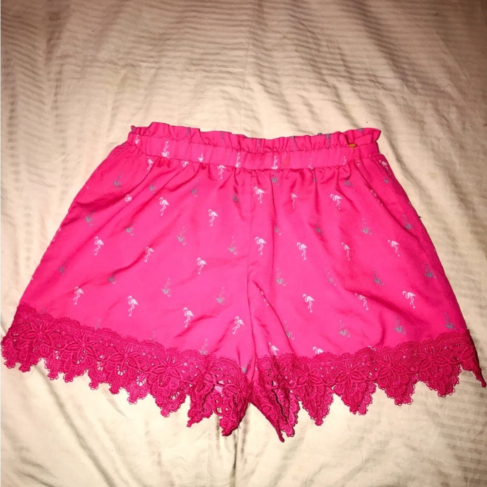 Self esteem flamingo lace trim shorts